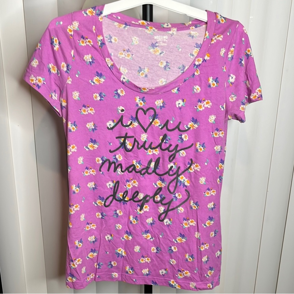 Mossimo Purple Floral Graphic Tee